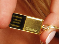 PConKey 4 GB USB-Speicherstick ultramini, 24 Karat vergoldet & wasserdicht