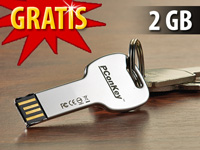 PConKey 2 GB USB-Speicherstick "sticKey", wasserdicht, silber
