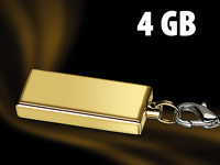 PConKey Slim USB-Speicherstick vergoldet, 4GB, wasserdicht; Flash-Laufwerke 