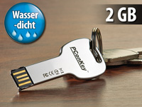 PConKey 2 GB USB-Speicherstick "sticKey", wasserdicht, silber