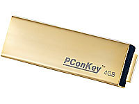 PConKey USB-Speicherstick "Gold Clip" mit Taschenclip, 4 GB
